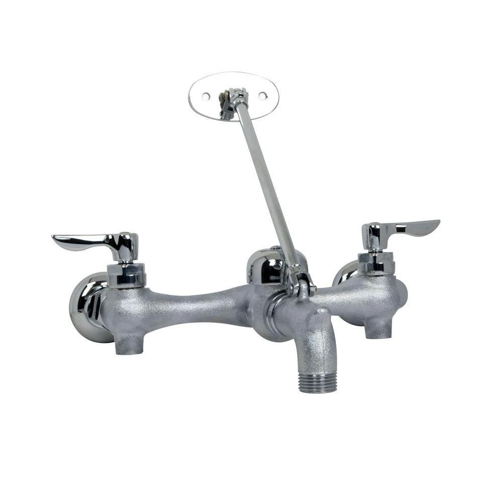 8 in. Widespread 2-Handle Wall-Mount Service Sink Utility Faucet in Rough Chrome