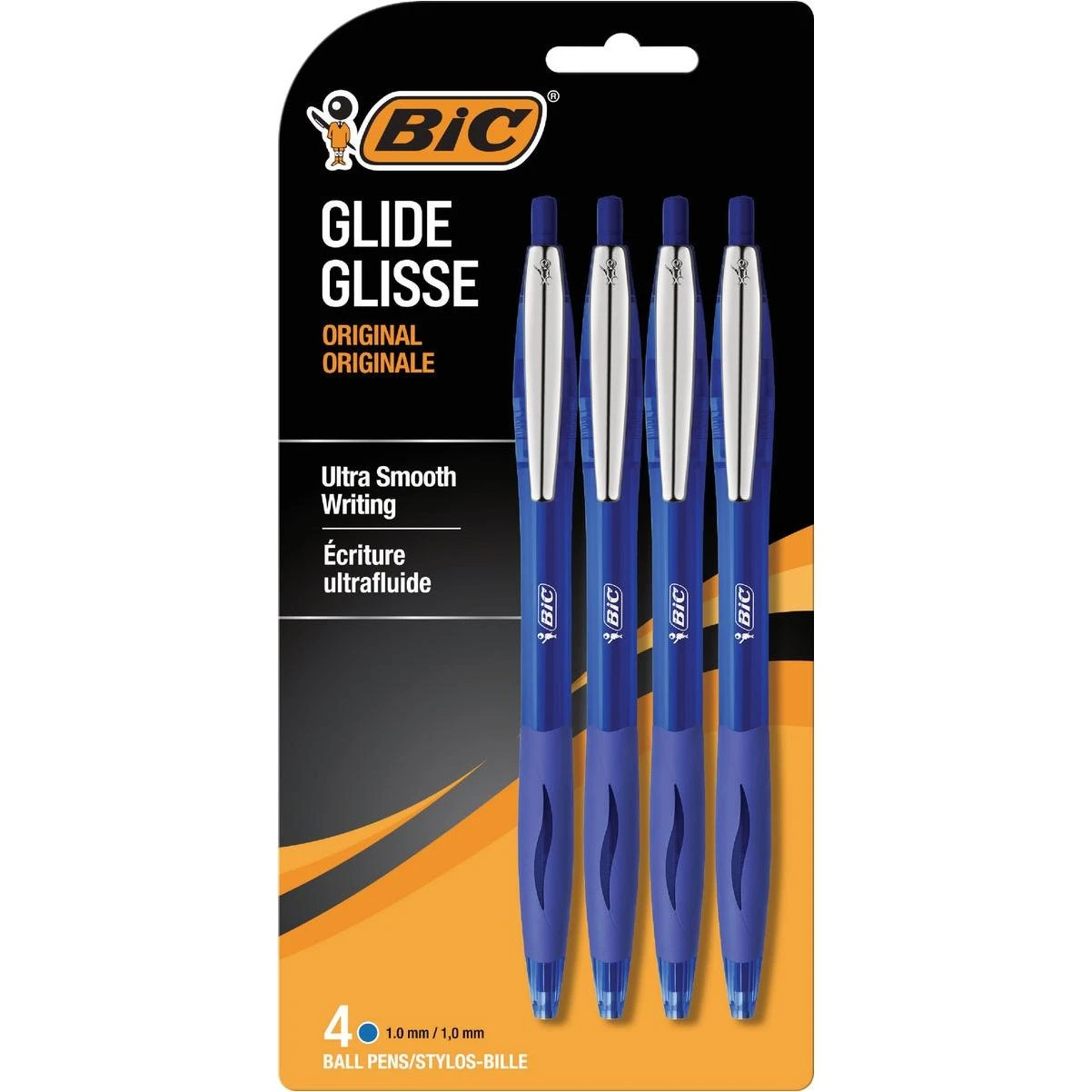 BIC Glide Original Medium Point Blue Ball Pen (4-Pack)