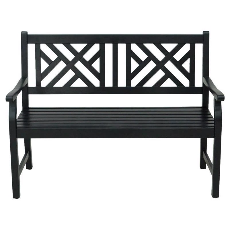 Living Accents Black Wood Outdoor Bench 36 in. H X 48.25 in. L X 24.5 in. D