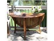 Folding Eucalyptus Wood Patio Table, 48 Inch Round, Weather Resistant Outdoor Furniture