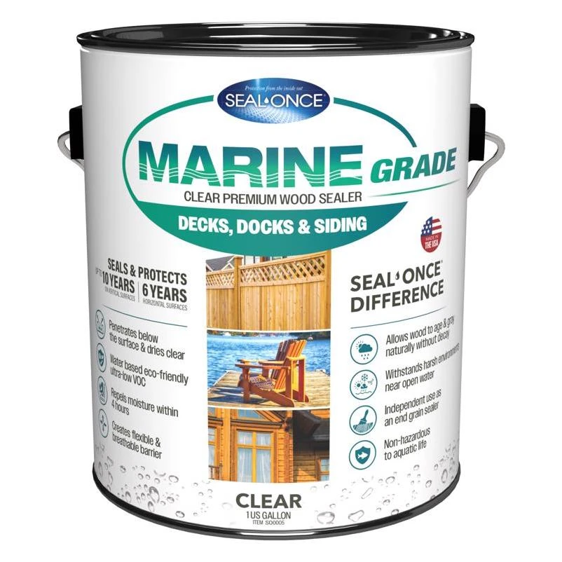 Seal Once Marine Flat Clear Water-Based Premium Wood Sealer 1 gal