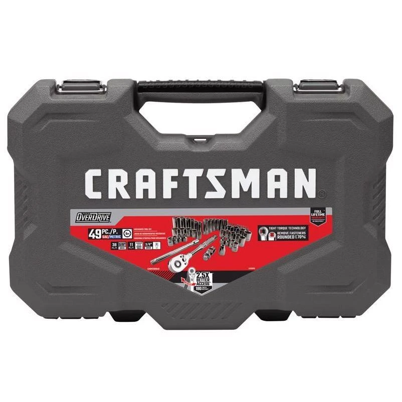 Craftsman OVERDRIVE 3/8 in. drive Metric/SAE 6 Point Mechanic's Tool Set 49 pc