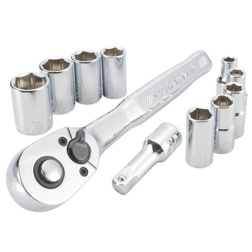 Craftsman 1/4 in. drive SAE 6 Point Socket and Ratchet Set 11 pc