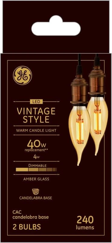 248173 4 watts Warm White Light Candle Bulbs - Pack of 2