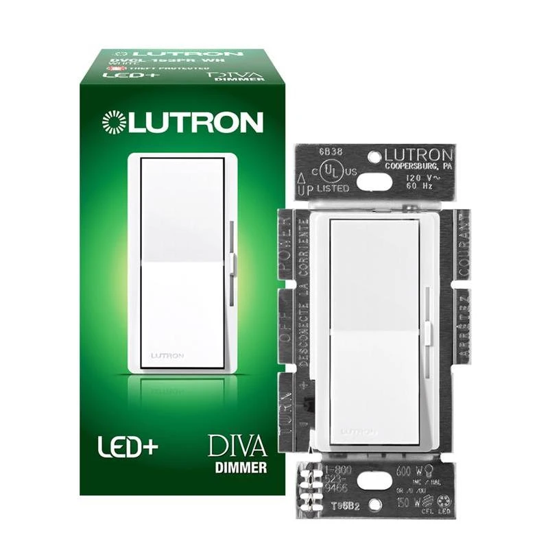Lutron Diva White 150 W Rocker Dimmer Switch 1 pk