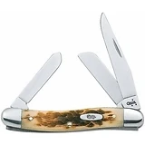 Stockman Pocket Knife, Stainless Steel/Amber Bone, 3-5/8-In. Closed