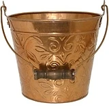 Planter With Handle, Copper Floral Metal, 8-In.