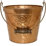 Planter With Handle, Copper Floral Metal, 12-In.