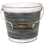 Planter With Handle, Charcoal Ribbed Metal, 10-In.