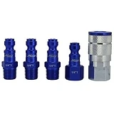 5-Pc. Coupler & Plug Kit, T-Style, Blue, 1/4-In. NPT