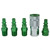 Coupler & Plug Kit, A-Style, Green, 1/4-In. NPT, 5-Pc.