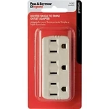 Pass & Seymour Lighted Triple Grounding Adapter, 3-Wire, Ivory, NEMA 5-15R, 15-Amp, 125-Volt