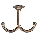 Wall Hook for Clothes, Under-Shelf, Double Prong, Nickel, 2-Pk.