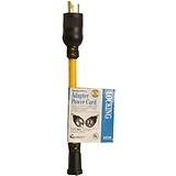 Yellow Locking Cord Adapter, 12/3 STW, 20A-125V To 15A-125V, 9 In.