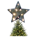 10 Inch Battery Operated LED Star Birch Tree Topper with White Lights