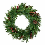 Woodland Berry Artificial Wreath with 50 LED Lights, 24-Inch Diameter