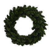 Green PVC Artificial Wreath, 24 Inch Diameter, Durable Decorative Wall Hanging