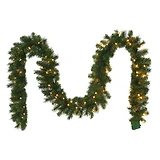 Artificial Garland with 100 Warm White Light Emitting Diode Lights, 10 Inch by 9 Foot