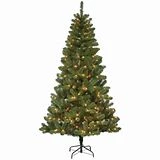 Artificial Douglas Fir Pre-Lit Christmas Tree with 300 Clear Lights, 7 Feet Tall