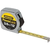 Powerlock Tape Rule, Metric, Cast Metal Case, 3.5M x 1/2 In.