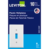 Leviton 1-Gang Plastic Toggle Switch Wall Plate, White (10