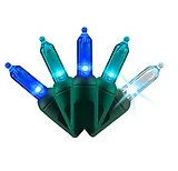 Christmas LED 100-Light Set T5 Commercial Grade Ocean Blue and Teal 34 Feet
