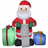 48 Inch Lighted Inflatable Santa Claus Christmas Decoration with Wish List and Presents