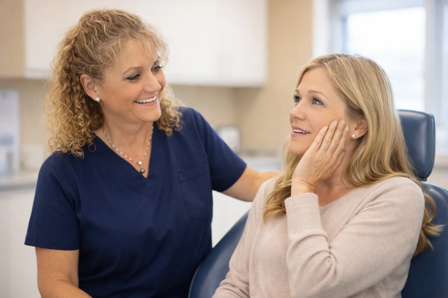 Emergency dentist in Laguna Niguel CA comforting a patient