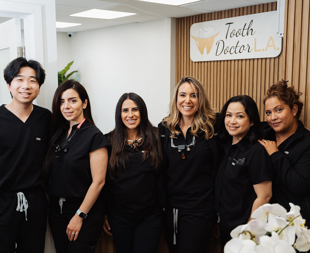 A patient smiling after treatment at Tooth Doctor LA in Beverly Hills
