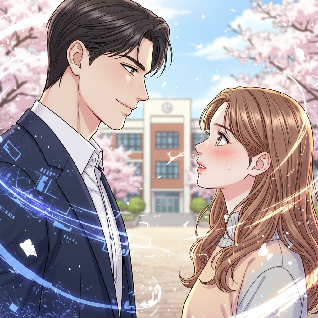 대학교 로맨스, 캠퍼스물, 현대 로맨스, 순정 [캠퍼스 로맨스] 첫사랑 알고리즘: 설렘 지수 100% 공대 선배가 나를 분석한다?! 표지 이미지