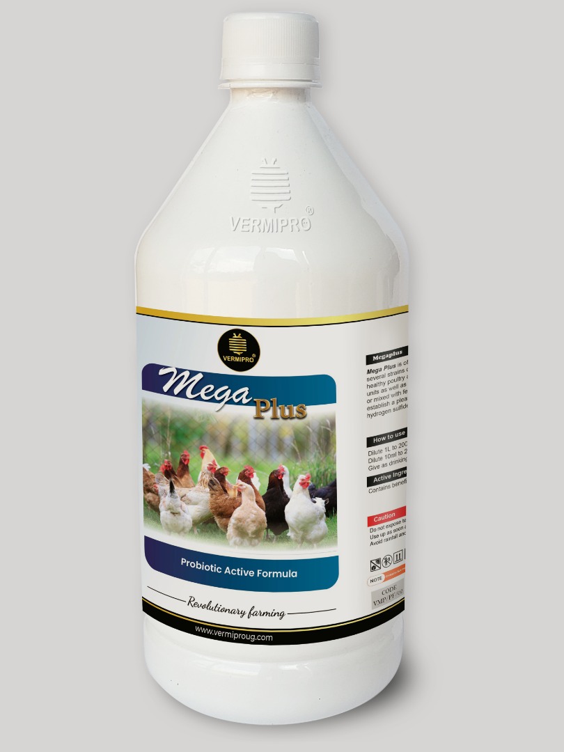 Mega Plus – Liquid product containing Beneficial micro-organisms for ensuring good poultry health