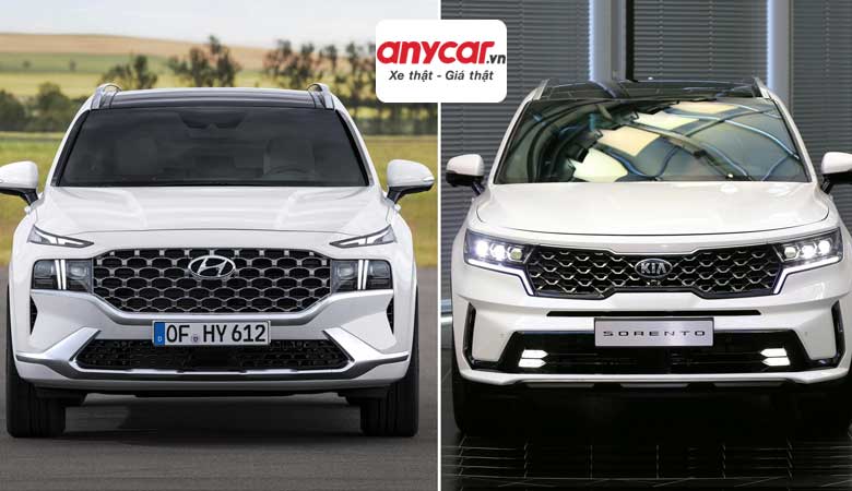 So sánh Hyundai Santafe 2021 và Kia Sorento 2021 chi tiết nhất | anycar.vn