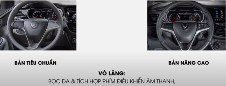 Vô lăng bọc da ở bản nâng cao và vô lăng nhựa ở bản tiêu chuẩn