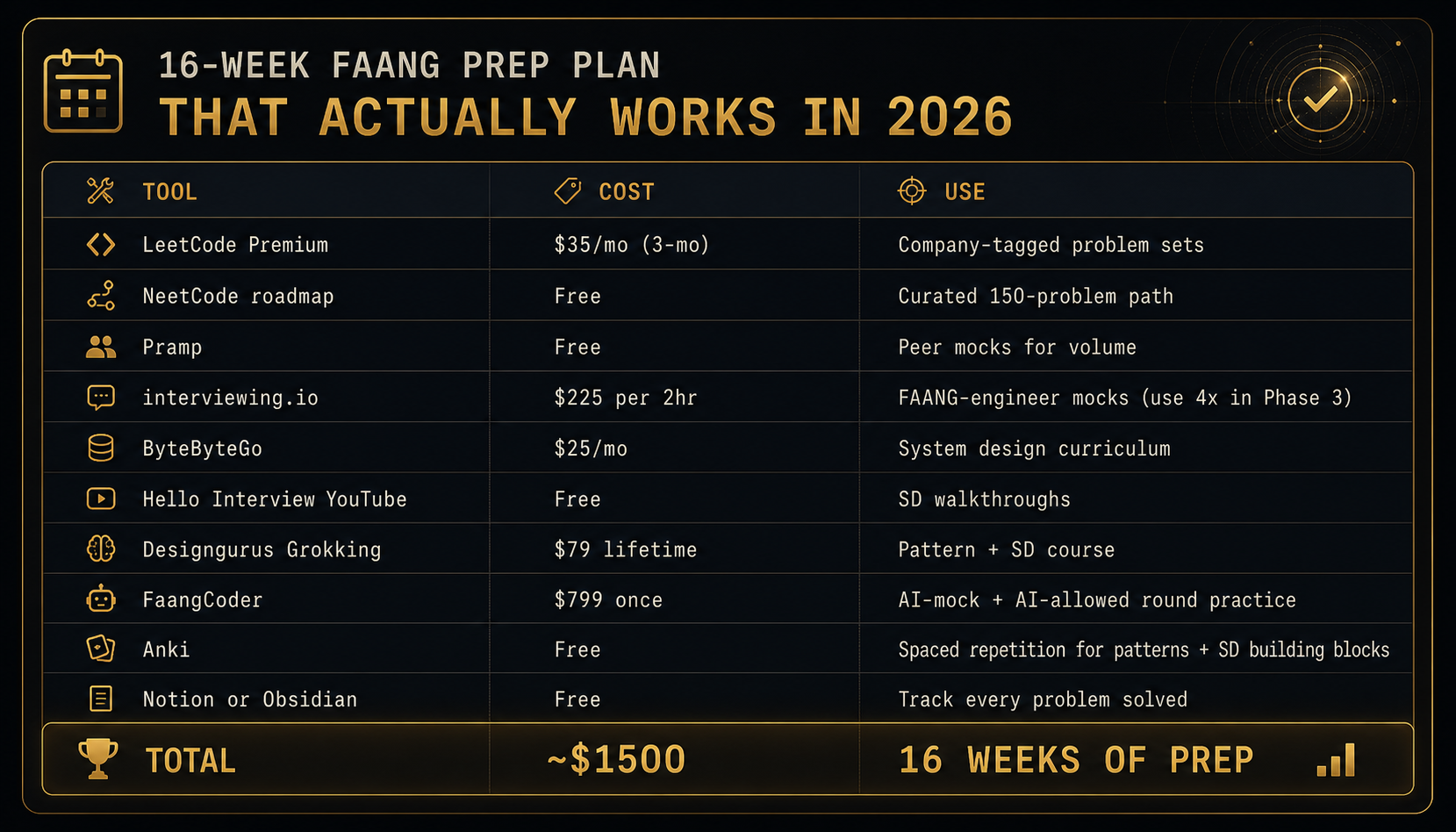 16-Week FAANG Prep Plan That Actually Works in 2026 — comparison 1