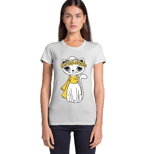 Женская футболка Hipster Yellow Kitty