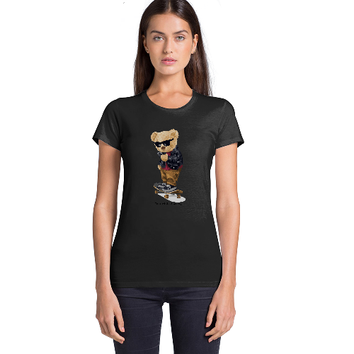Женская футболка Ведмедик - На скейті