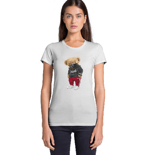Женская футболка Ведмедик - В червоних штанях