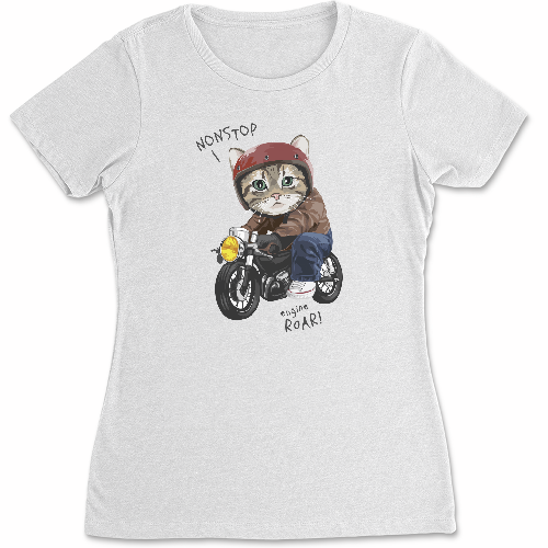Женская футболка Кіт на мотоциклі