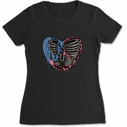 Женская футболка a torn heart with the colors of the united states flag