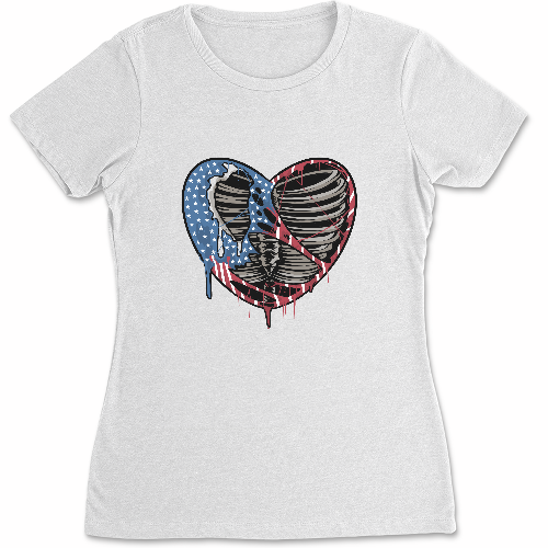 Женская футболка a torn heart with the colors of the united states flag