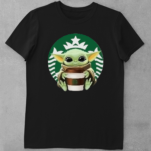 Дитяча футболка для дівчаток baby yoda starbucks