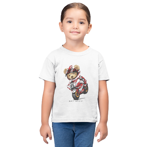 Дитяча футболка для дівчаток Ведмедик - Мотогонщик