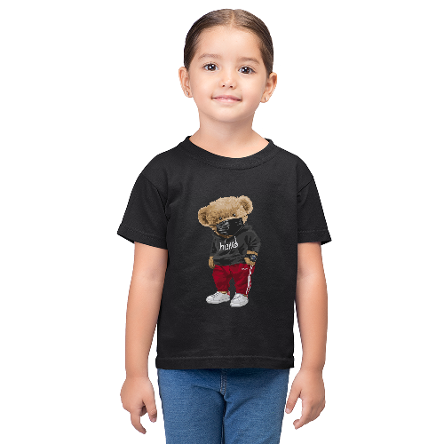 Дитяча футболка для дівчаток Ведмедик - В червоних штанях