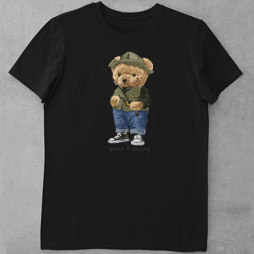 Дитяча футболка для дівчаток Ведмедик - Рибалка