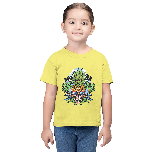 Дитяча футболка для дівчаток Череп ананас на пляжі