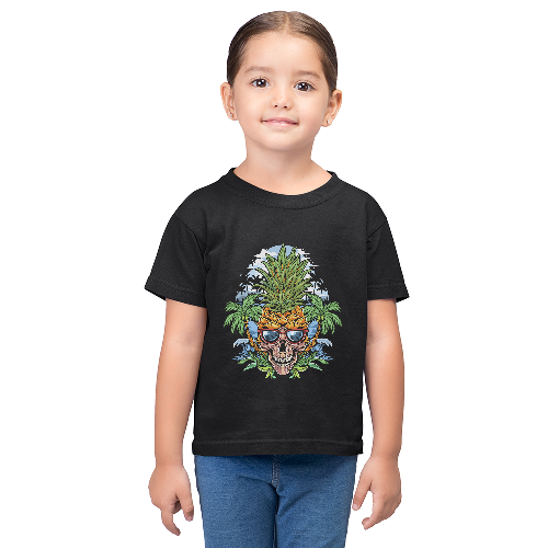 Дитяча футболка для дівчаток Череп ананас на пляжі