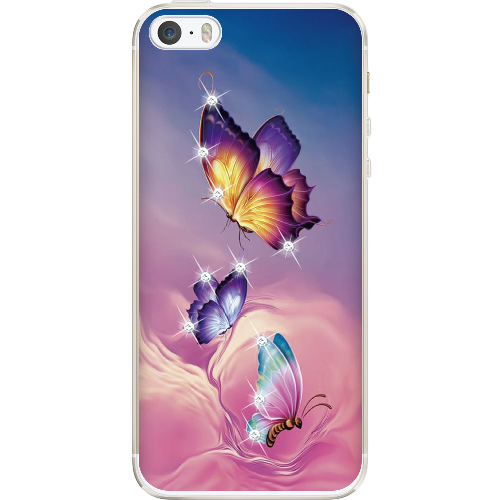 Чехол BoxFace iPhone 5 5S 5SE Бабочки со стразами
