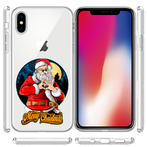 Чехол BoxFace iPhone X Cool Santa and heart