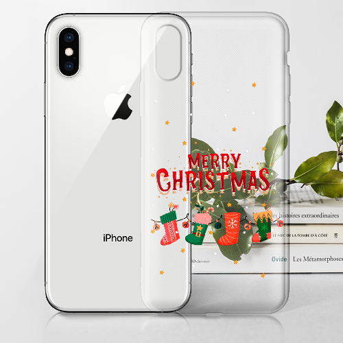 Чехол BoxFace iPhone X Рождественские Носки