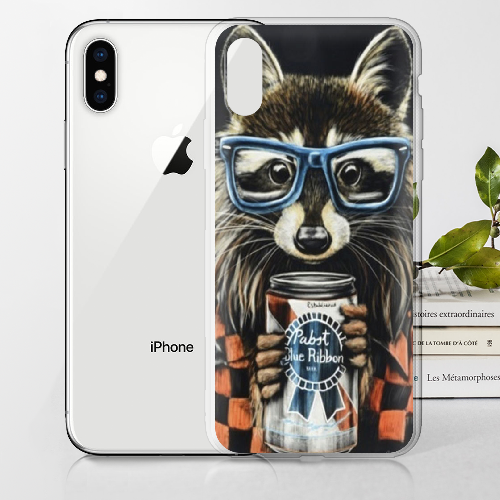 Чехол BoxFace iPhone X Енот с банкой